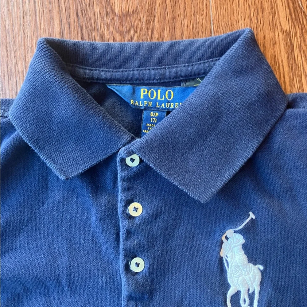 Polo Ralph Lauren Kids S 7Y girls polo dress Navy Blue original big pony logo - Picture 9 of 10